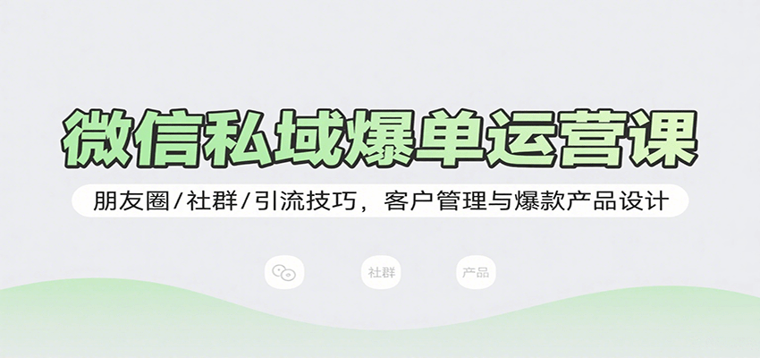微信私域爆单运营课:朋友圈/社群/引流技巧,客户管理与爆款产品设计