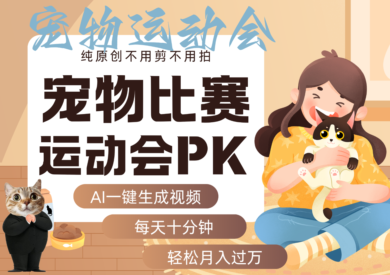 AI萌宠运动员跳水 射击 篮球 足球比赛 每天十分钟 附详细提示词文案库 代替做...