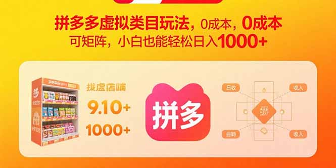 拼多多虚拟类目玩法,0成本,可矩阵,小白也能轻松日入1000+