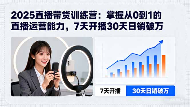 2025直播带货训练营:掌握从0到1的直播运营能力,7天开播30天日销破万