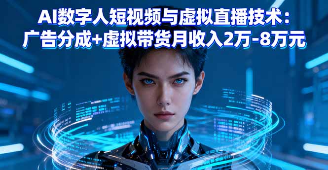 AI数字人短视频与虚拟直播技术：广告分成+虚拟带货月收入2万-8万元