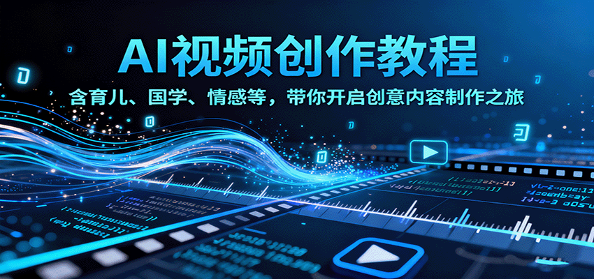 AI视频创富课,含育儿、国学、情感等,带你开启创意内容制作之旅