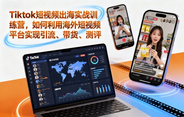 Tiktok短视频出海实战训练营,如何利用海外短视频平台实现引流、带货、测评