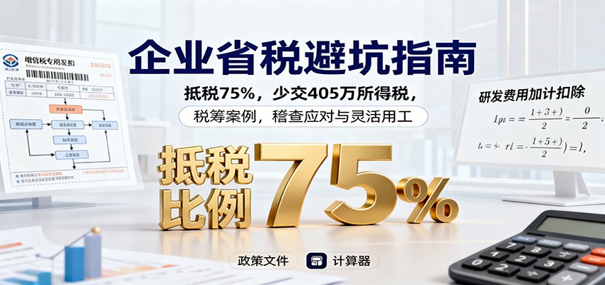 企业省税避坑指南:抵税75%,少交405万所得税,税筹案例,稽查应对与灵活用工
