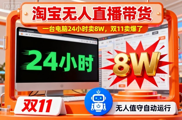 淘宝无人直播带货,一台电脑214小时卖8W,双11卖爆了【揭秘】
