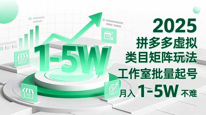 2025 拼多多虚拟类目矩阵玩法,工作室批量起号,月入 1-5W 不难