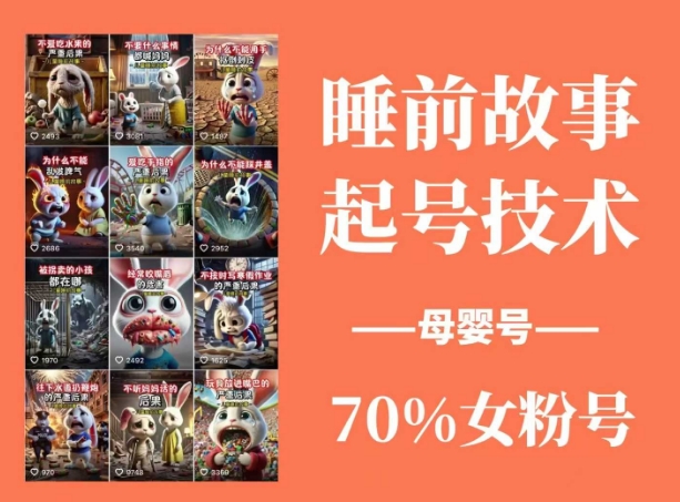 睡前故事动画制作课程,涵盖AI文案、配音、视频剪辑等,实现百分百原创
