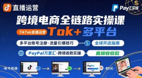 跨境电商线上课，TikTok 直播运营 + 多平台账号注册 + PayPal 万里汇实操教程