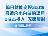 单日就能变现3张最适合小白做的项目0成本投入 无限复制