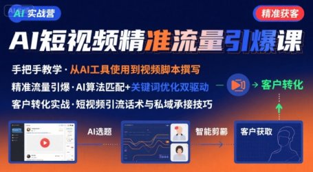 AI+短视频引爆精准客户实战营，手把手教你引爆Ai短视频精准流量