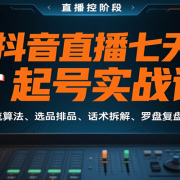 抖音直播七天起号实战课:含推流算法、选品排品、话术拆解、罗盘复盘(8月)