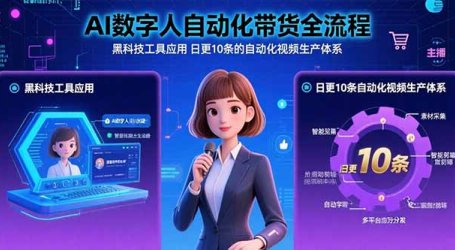 AI数字人自动化带货全流程：黑科技工具应用 日更10条的自动化视频生产体系