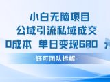小白无脑项目公域引流私域成交0成本单日变现680米