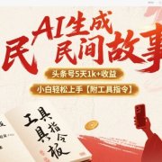AI生成民间故事，头条号5天1k+，小白轻松上手【附工具指令】