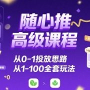随心推高级课程，从0-1投放思路，也有从1-100的全套玩法