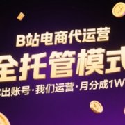 B站电商代运营，全托管模式，你出账号，我们来运营，每月分成1W+【揭秘】