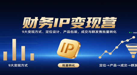 财务IP变现营:9大变现方式、定位设计、产品包装,成交与群发售批量转化