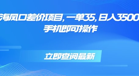 蓝海风口差价项目,一单35,日入3500+,手机即可操作