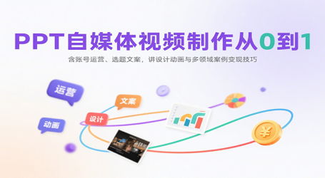 PPT自媒体视频制作从0到1:含账号运营、选题文案,讲设计动画与多领域案例变现技巧