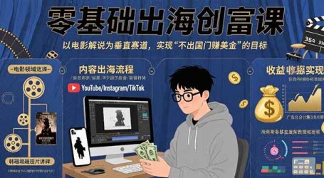 零基础出海创富课:以电影解说为垂直赛道,实现不出国门赚美金的目标