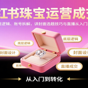 小红书珠宝运营成交课:含底层逻辑、账号拆解,讲封面选题技巧与直播从入门到转化策略
