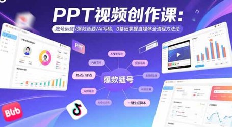 PPT视频创作课:账号运营/爆款选题/AI写稿,0基础掌握自媒体全流程方法论
