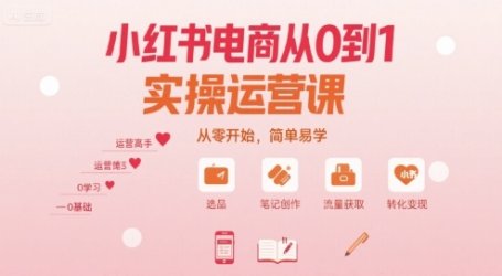 小红书电商从0到1实操运营课，从零开始，简单易学