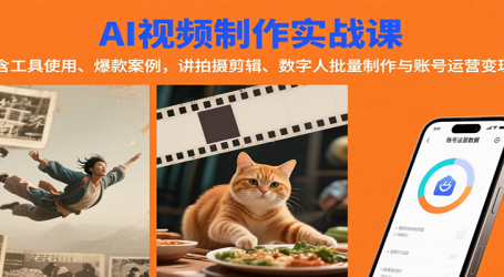 AI视频制作实战:含工具使用、爆款案例,讲拍摄剪辑、数字人批量制作与账号运营变现
