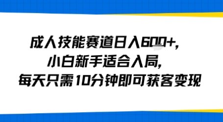 成人技能赛道日入多张,小白新手适合入局,每天只需10分钟即可获客变现