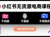 小红书无货源电商课程,不拍摄不露脸不用囤货,一部手机即可开店