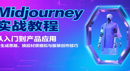 Midjourney实战教程:从入门到产品应用,含生成思路、换脸材质模拟与服装创作技巧