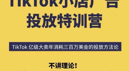 TikTok小店广告投放特训营，6天破局计划专治各种“投不动”，教你经过月销百万验证的实战干货
