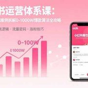 小红书运营体系课:通过大量实战案例拆解0-1000W爆款算法全攻略