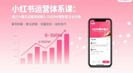 小红书运营体系课：通过大量实战案例拆解0-1000W爆款算法全攻略