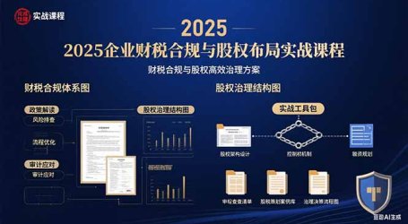 2025企业财税合规与股权布局的实战课程:财税合规与股权高效治理方案