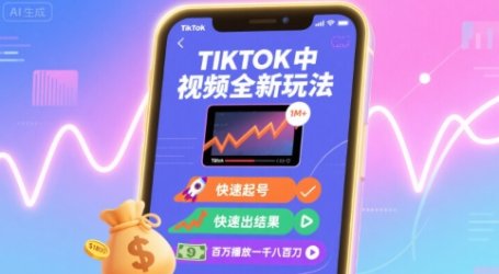 Tiktok中视频全新玩法，快速起号，快速出结果，百万播放一千八百刀