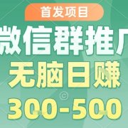 首发项目,微信群推广,一天15单,每单利润10米,无脑日入3-5张【揭秘】