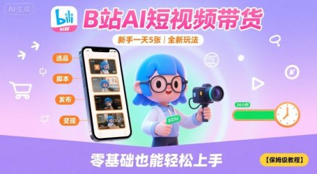 B站AI短视频带货,新手一天5张,全新玩法【保姆级教程】