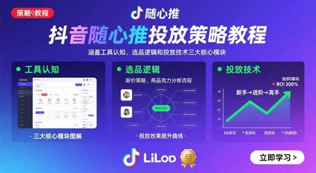 抖音随心推投放策略教程：涵盖工具认知、选品逻辑和投放技术三大核心模块