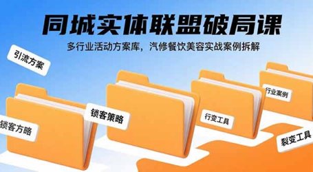 同城实体联盟破局课,多行业活动方案库,汽修餐饮美容实战案例拆解