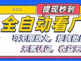 全自动看广告项目,可无限放大,可矩阵批量操作