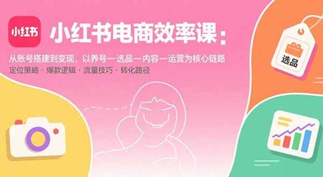 小红书电商效率课：从账号搭建到变现，以养号-选品-内容-运营为核心链路