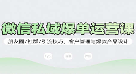 微信私域爆单运营课：朋友圈/社群/引流技巧，客户管理与爆款产品设计
