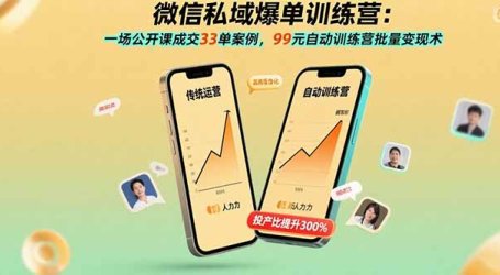 微信私域爆单训练营：一场公开课成交33单案例，99元自动训练营批量变现术