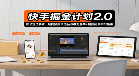 快手掘金计划2.0，账号定位装修、短视频剪辑选品与磁力金牛+裂变出单实战指南
