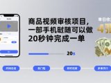 商品视频审核项目，一部手机随时随地都可以做，20秒钟完成一单，单日收益 4张【揭秘】