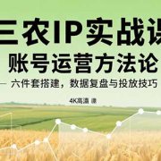 三农IP实战课：账号运营方法论，六件套搭建，数据复盘与投放技巧