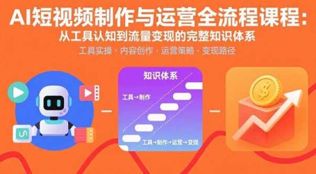AI短视频制作与运营全流程课程:从工具认知到流量变现的完整知识体系