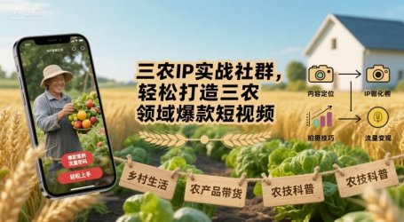 三农IP实战社群，轻松打造三农领域爆款短视频