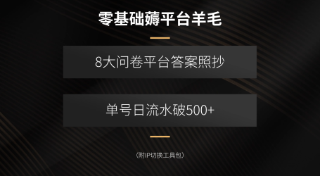 零基础薅平台羊毛,8大问卷平台答案照抄,单号日流水破500+(附IP切换…